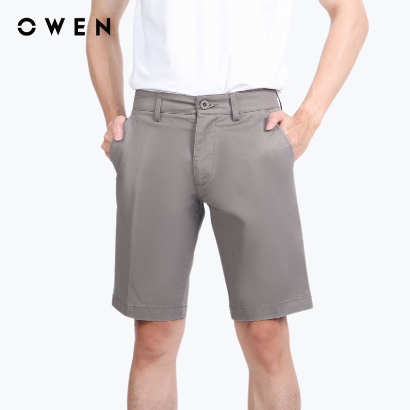 Quần short Nam Owen Cotton Slim Fit Ghi - SK220259