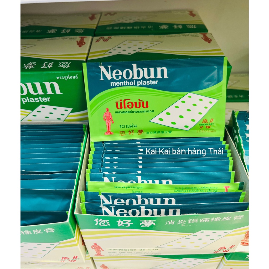 [Date 2025] 1 Gói 10 Miếng Dán Giảm Đau NeoBun Thái Lan Size 4x6