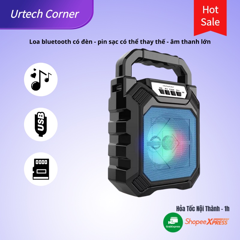 Loa bluetooth không dây WUU R86 Urtechcorner xách tay mini dùng cho laptop/smartphone/smart TV- Bảo hành 6 tháng