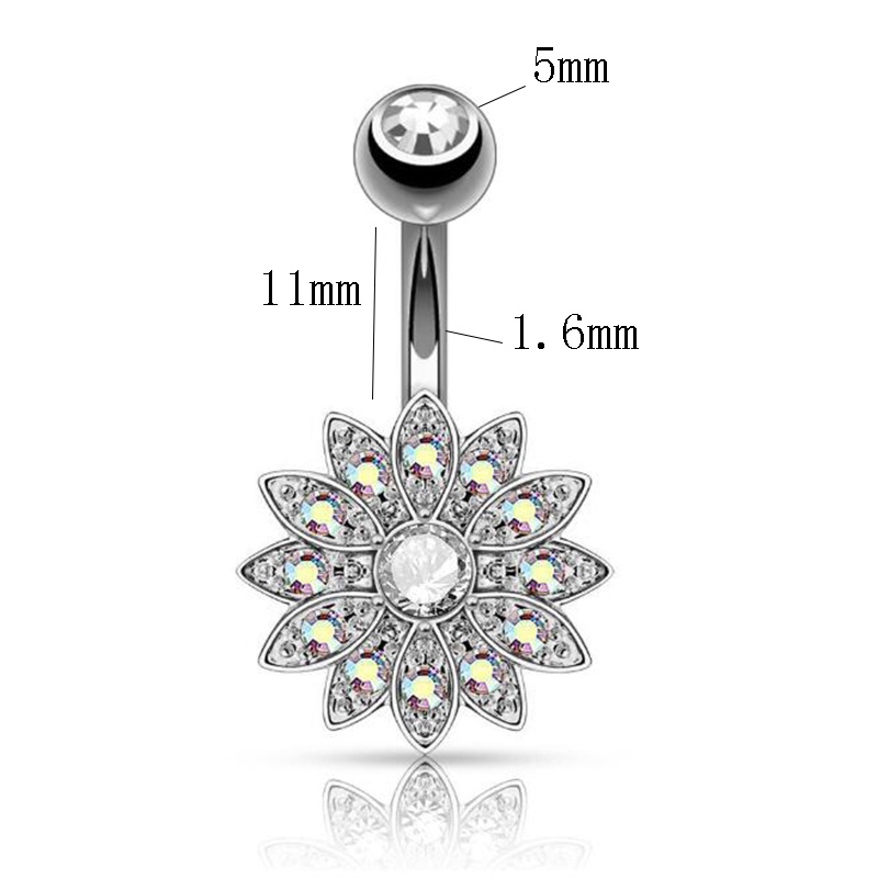 Khuyên Rốn Hình Hoa Sen Đính Đá Xinh Xắn Cho Nữ