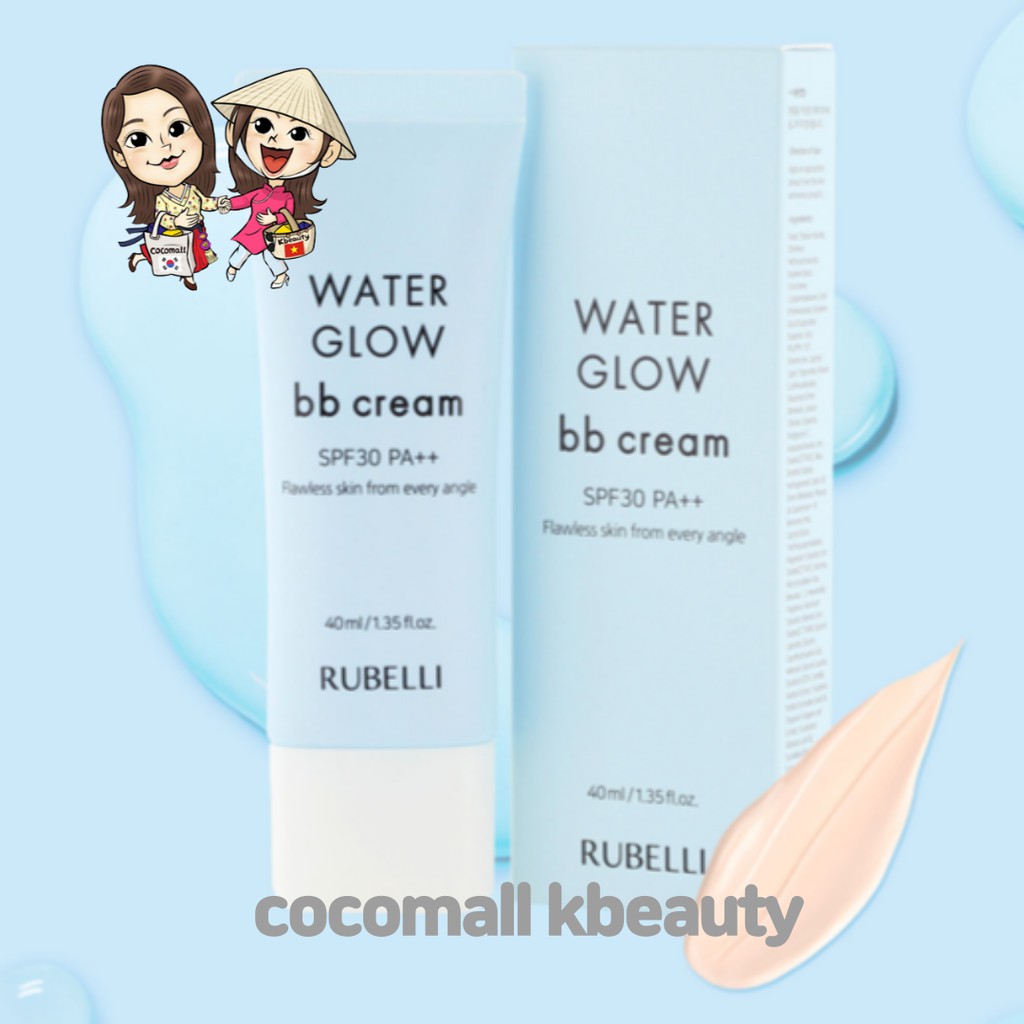 Kem nền Rubelli Water Glow BB Cream SPF30 PA++ Trang Điểm Che Phủ Da Trắng Mịn Màng Coco Mall KBeauty TẶNG 1 MÚT TÁN KEM