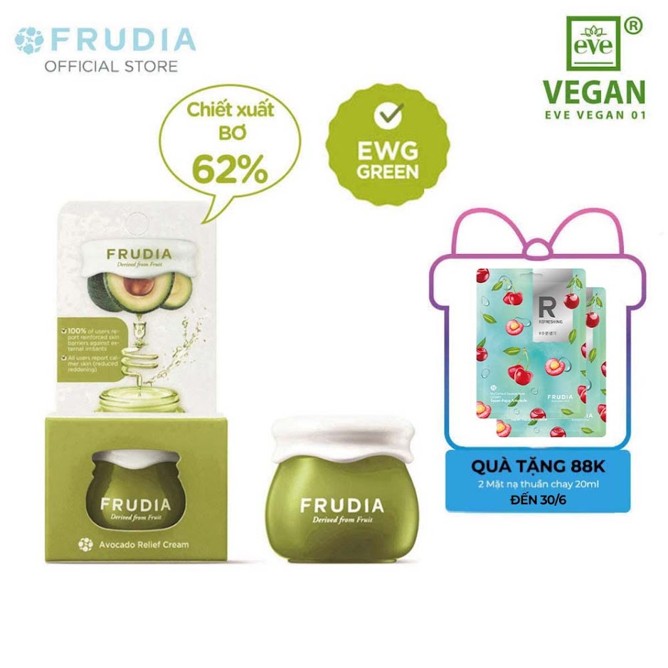 [Tặng 88k]Kem Dưỡng Ẩm Hỗ Trợ Da Chiết Xuất Trái Bơ Frudia Avocado Relief Cream 10g