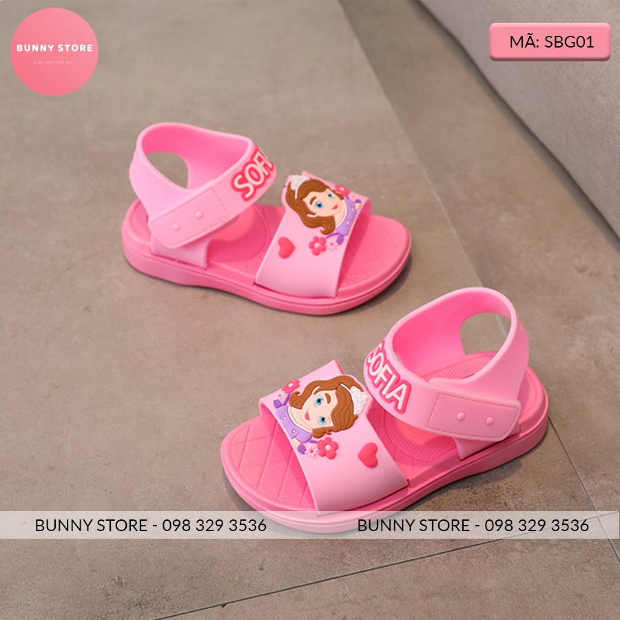 Giày sandal cho bé gái hình công chúa Sofia màu hồng dễ thương đế mềm chống trượt size từ 14 đến 18cm BUNNY STORE BN06