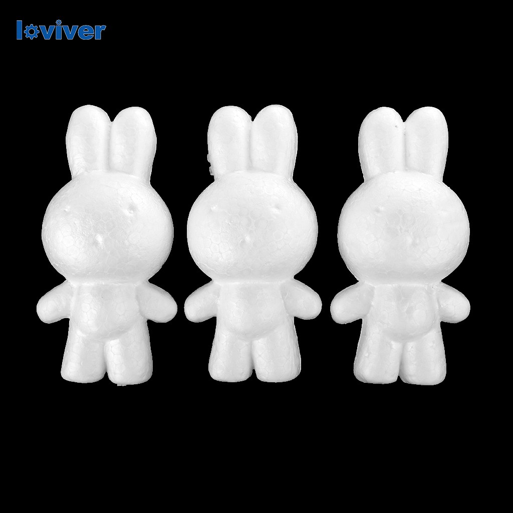 Set 5 Mô Hình Thỏ Bằng Polystyrene Styrofoam 14cm Trang Trí Thủ Công DIY