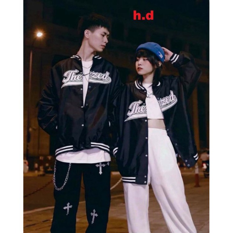 (Rẻ Vô Địch) Áo Bomber gió THE ZED in ngực ❤ Áo khoác jacket form thụng nam nữ unisex phong cách Hàn Quốc