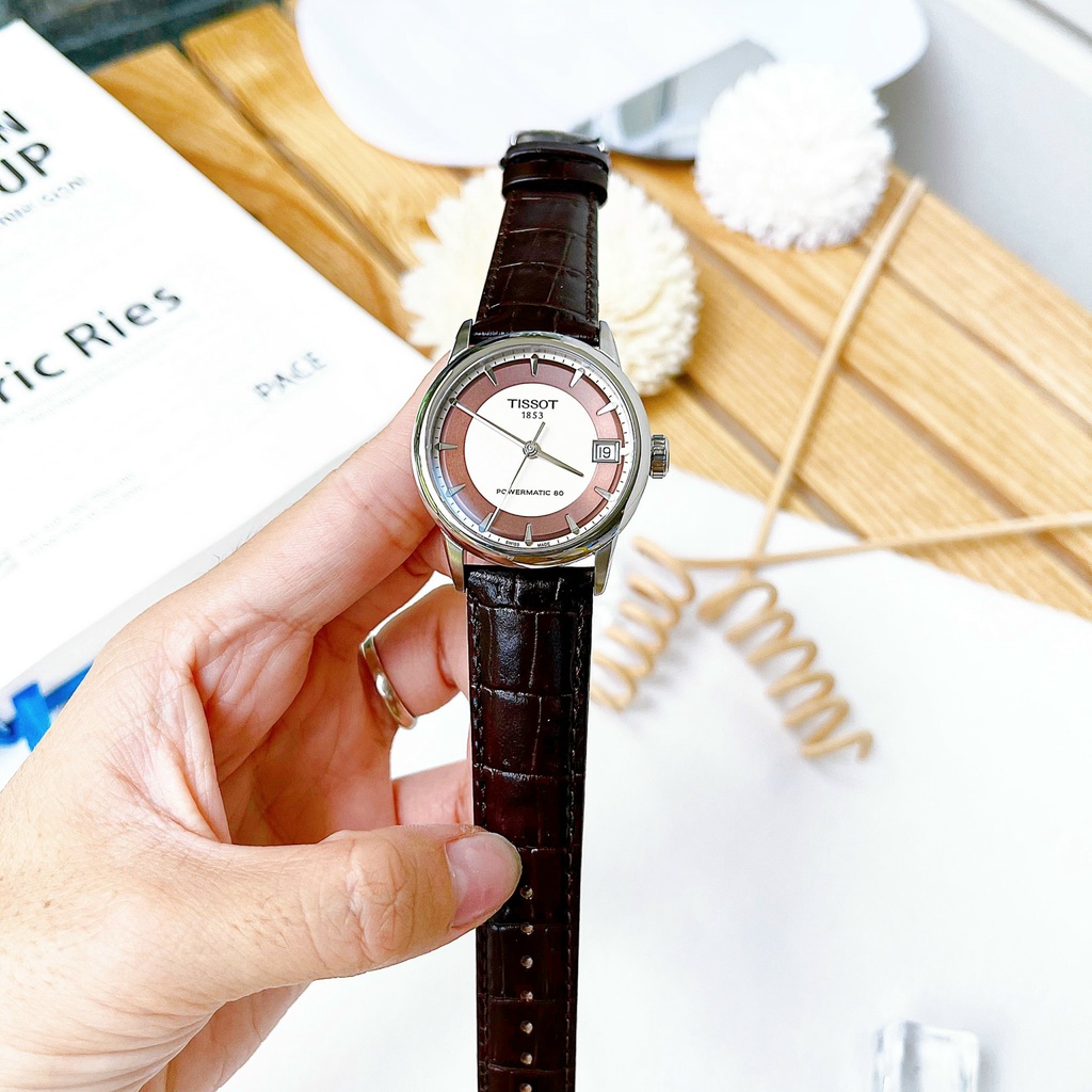 Đồng hồ nữ dây da Tissot Luxury Powermatic 80 Ivory Dial T086.207.16.261.00