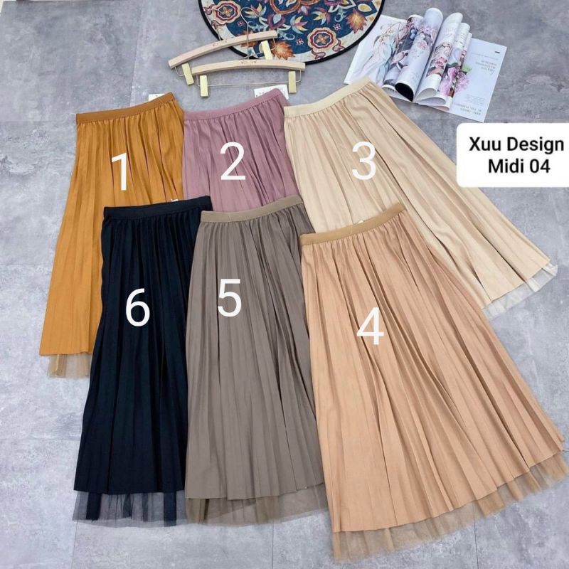 Chân váy dập ly 2 mặt hàng QC