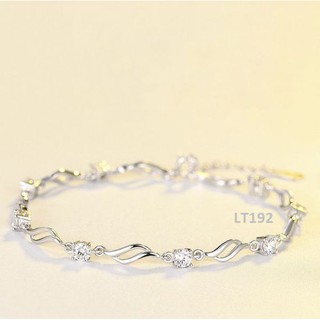 Lắc tay dải lá và nụ đá bạc Ý 925 - LT192