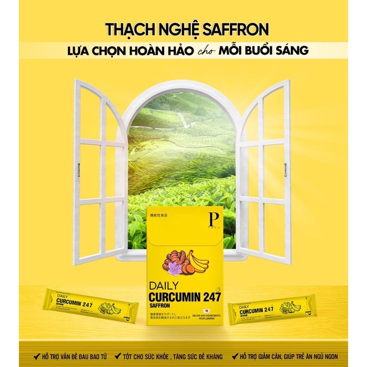 Thạch nghệ Saffron vị chuối 247 từ Nhật Bản, bổ sung tinh chất nghệ Nano Curcumin , tăng cường hệ miễn dịch của cơ thể