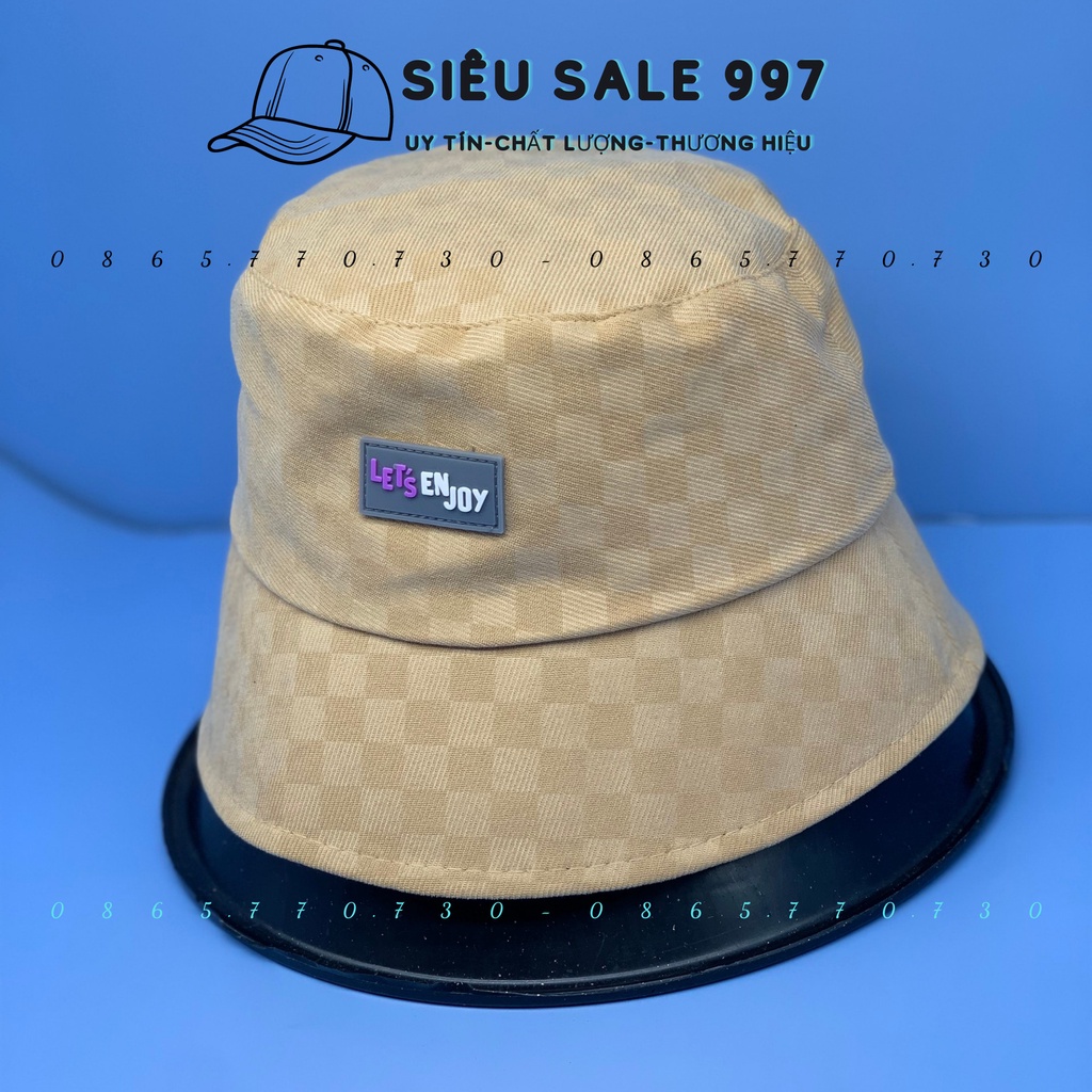 NÓN BO CỤP ENJOY THÊU LOGO HỌA TIẾT CARO NHIỀU MÀU FORM CỤP SIÊU ĐẸP