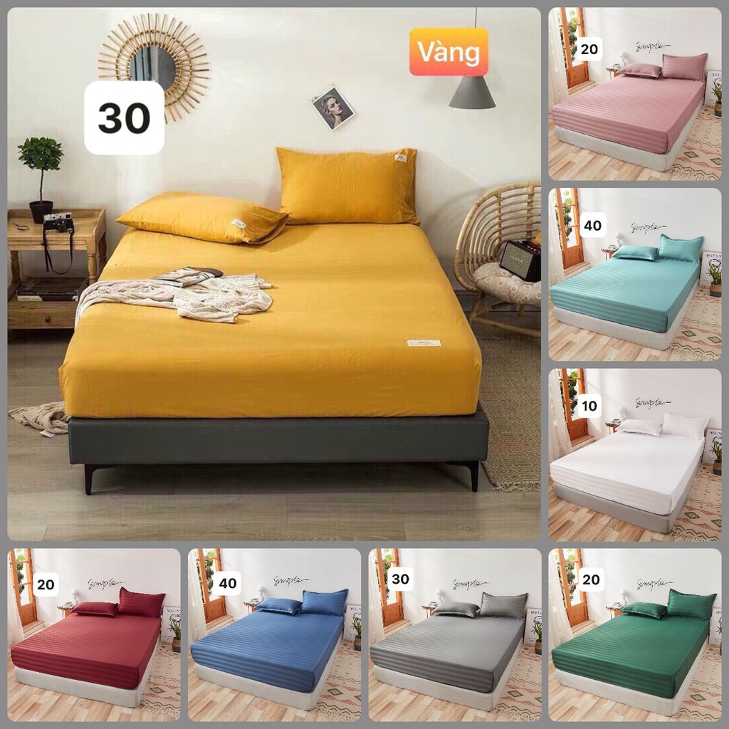 Bộ Ga trải giường, Drap trải giường 1 màu trơn chất cotton siêu mát, không xù lông, màu sắc đa dạng đủ kích cỡ 1m6,1m8
