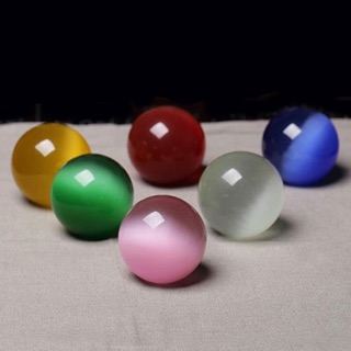 Combo 6 quả bi cầu đá mắt mèo kèm đế