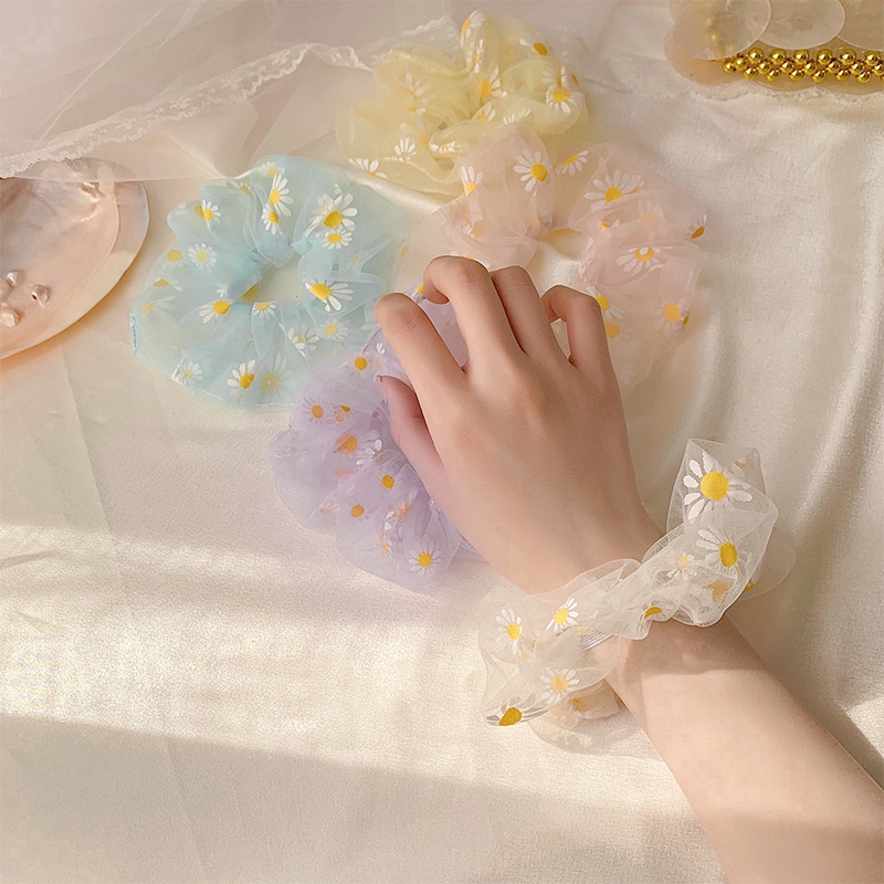 Dây Buộc Tóc Họa Tiết Hoa Cúc Xinh Xắn Cho Nữ