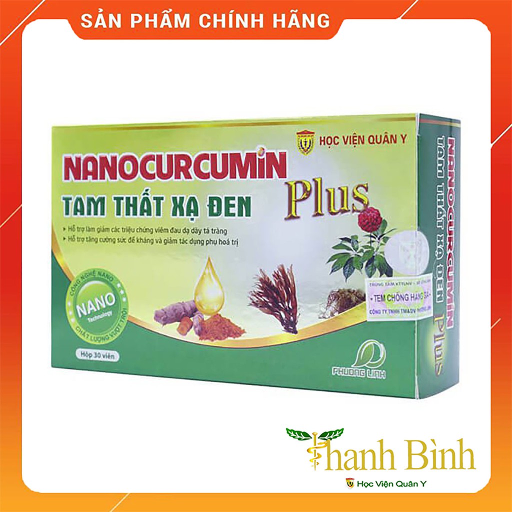 Nano Curcumin Tam thất xạ đen PLUS [ CHÍNH HÃNG ] Học viện quân y - Hỗ trợ giảm viêm, đau dạ dày