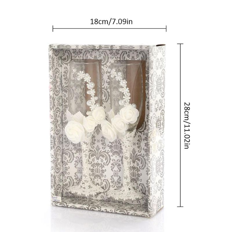 QQ Set 2 Ly Uống Rượu Champagne Bằng Thủy Tinh Pha Lê Dành Cho Tiệc Cưới