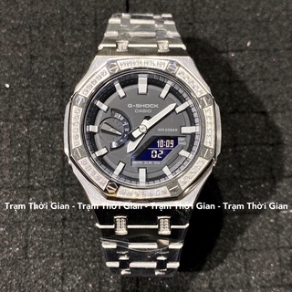 Đồng hồ nam casio g-shock ga-2100-1a custom thép viền đá