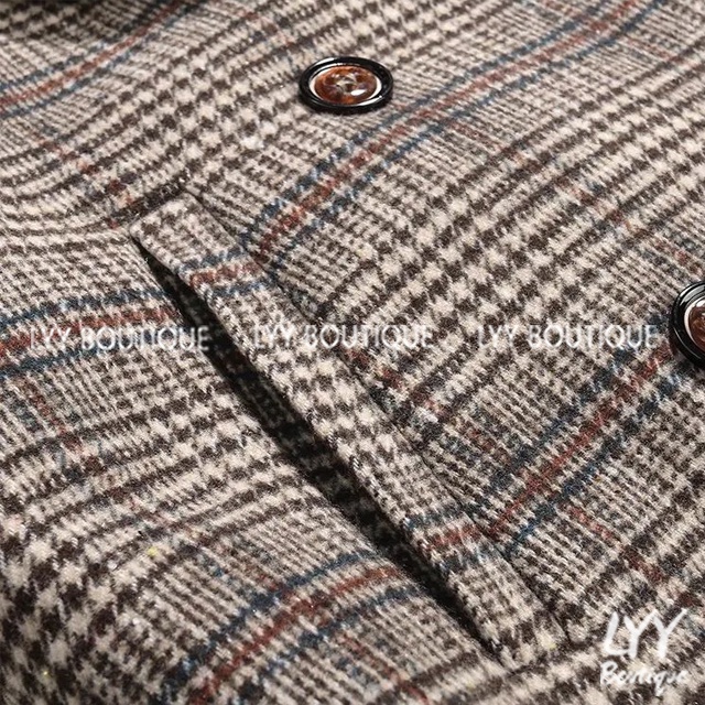 Áo khoác nữ dạ kẻ cổ vest lót lông dày ấm áp freesize hàng Quảng Châu LYY BOUTIQUE