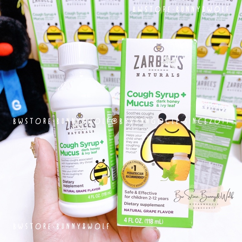 Siro Ho Đờm Zarbee's Naturals Cough Syrup + Mucus 118ml [Hàng Air - BW Store]