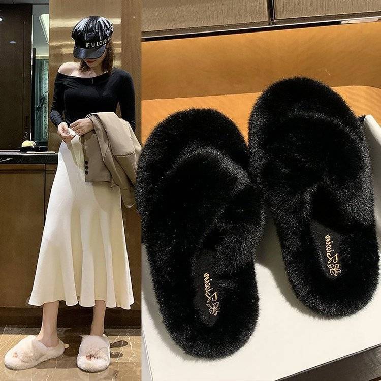 Dép bông đi trong nhà đế dày kiểu dáng đáng yêu dành cho nữ