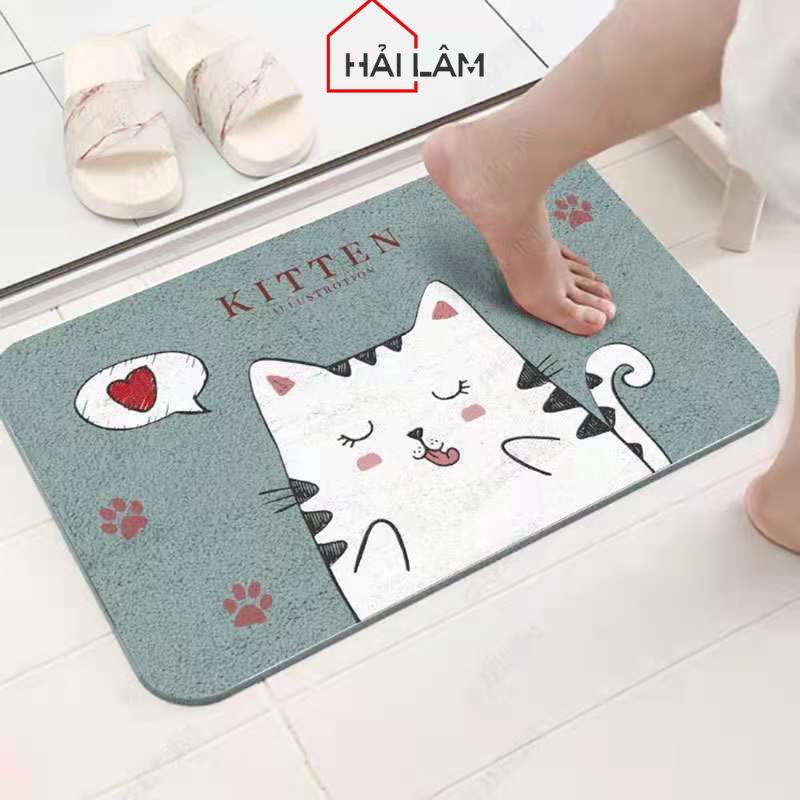 Thảm Lau Chân 3D In Hình Chống Trơn Trượt, Thấm Nước, Kích Thước 40X60Cm