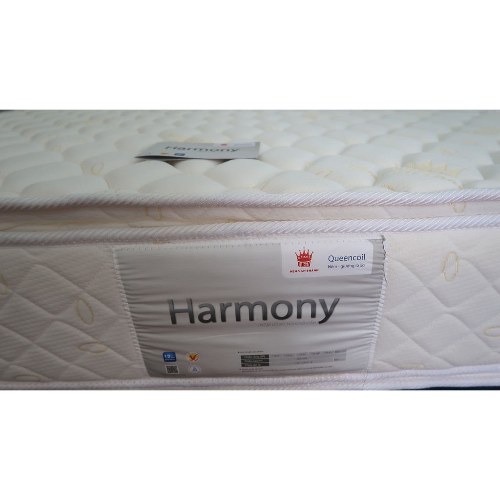 Nệm lò xo túi Harmony Vạn Thành Bảo Hành 12 Năm