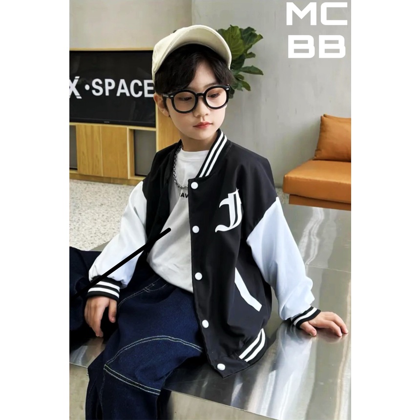 MCBB - 23-47 Kg Áo Khoác Bomber Bé Trai Và Ba Áo Khoác Bóng Chày Jacket Khuy Bấm Caro Áo Bé Trai Trẻ Em Nam 1-16 Tuổi Bộ