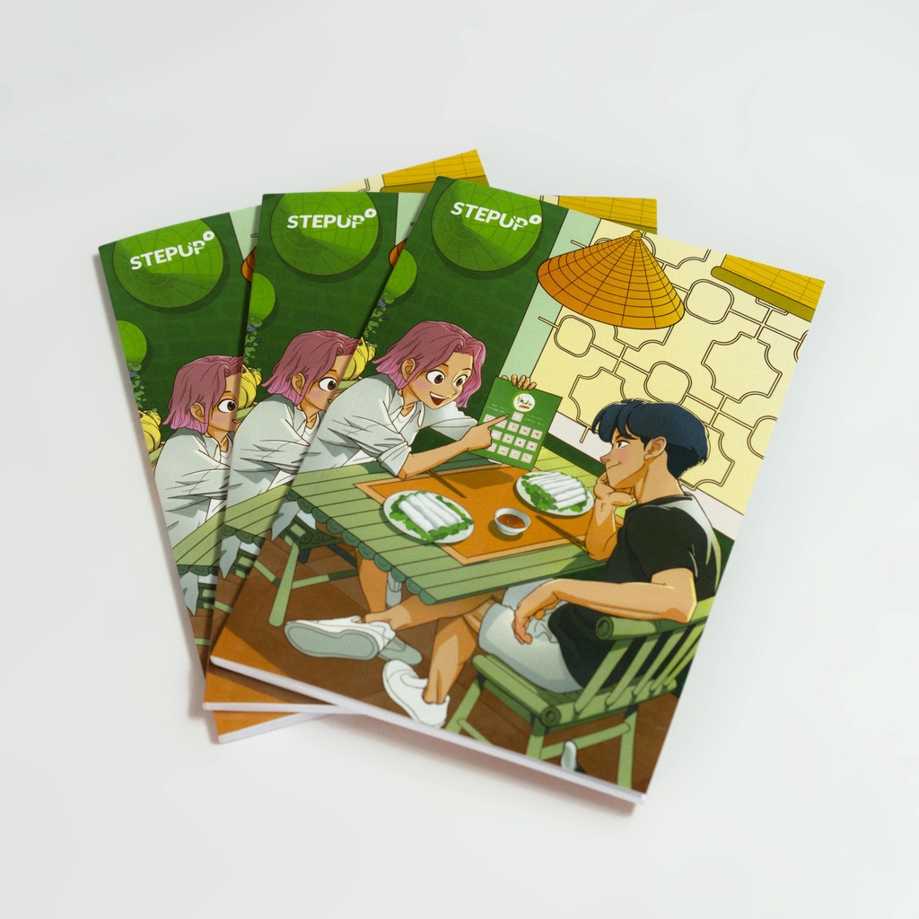 Sổ tay ghi chép Step Up English - 80 trang khổ A5 in hình cute