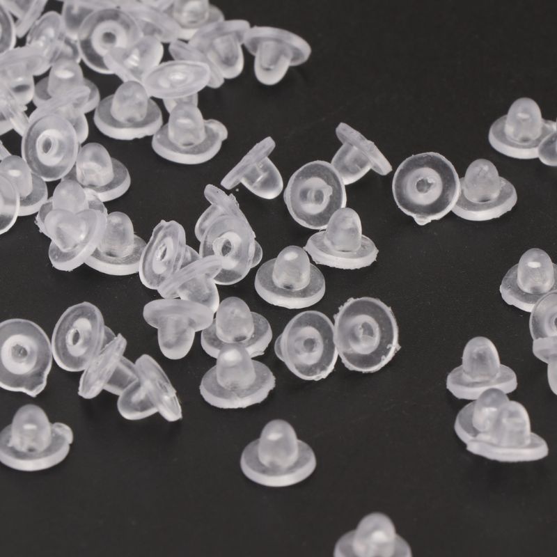 Bộ 100 Đệm Kẹp Bông Tai Bằng Cao Su Silicon Mềm Trong Suốt Chống Trơn