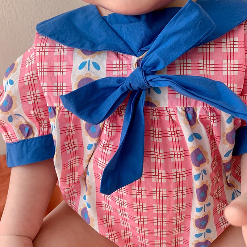 Áo Liền Quần Tay Loe In Hoa Cho Em Bé Mới Sinh