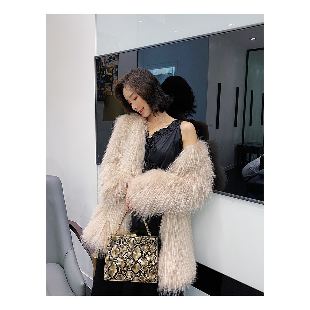 𝐇𝐀̀𝐍𝐆 𝐂𝐀𝐎 𝐂𝐀̂́𝐏. Áo lông dáng dài dệt giả lông cáo