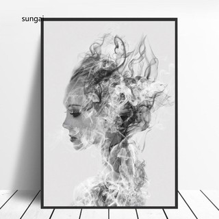 Tranh Vải Canvas Trang Trí Tường Hình Cô Gái Trắng Đen Độc Đáo