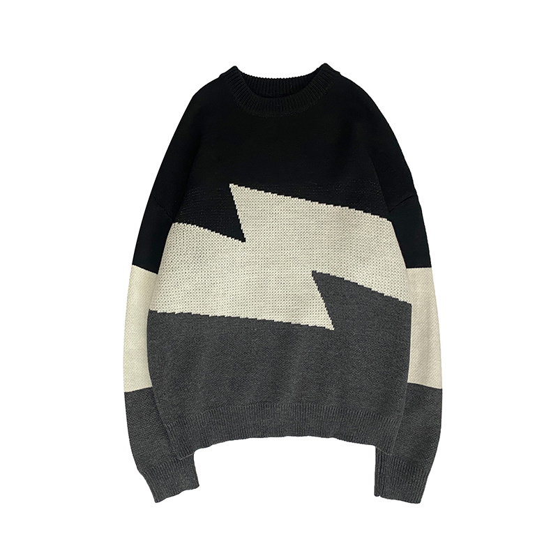 High autumn winter sweater men's and women's Korean versatile crew neck loose and thickened sweater ins Hong Kong fashion color matching T-shirt | BigBuy360 - bigbuy360.vn