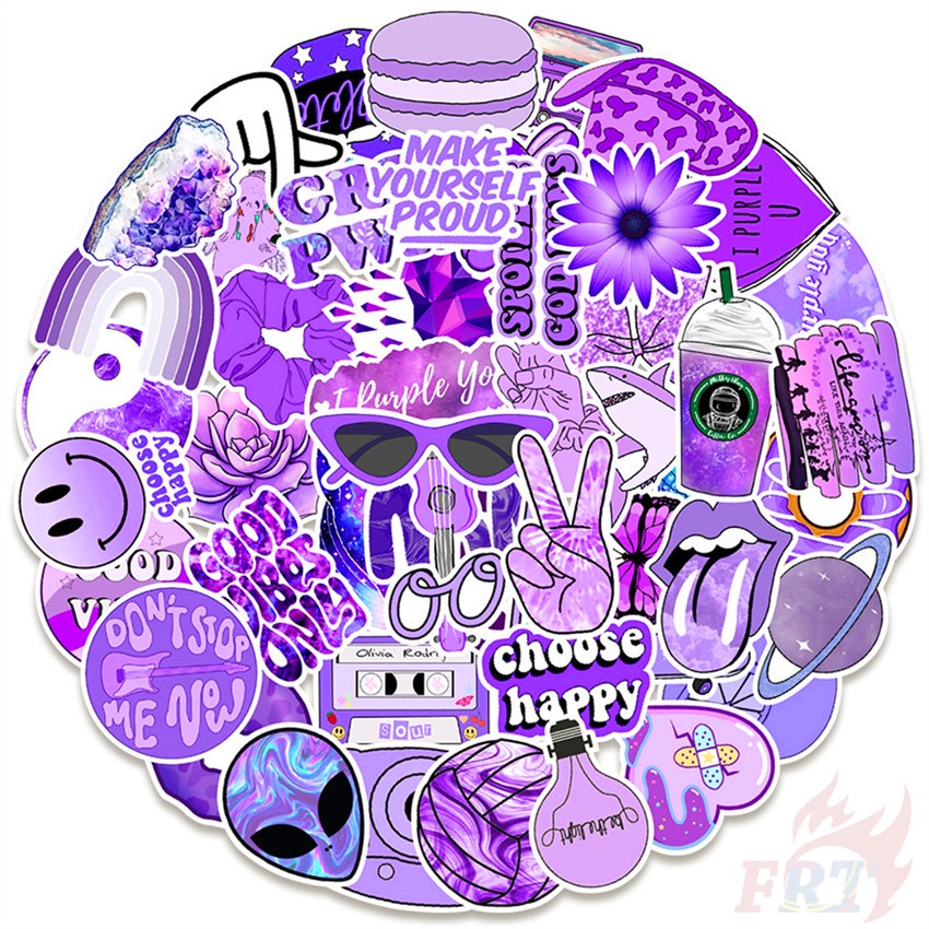 Bộ 100 Cái/Bộ ❉ Ins Nhãn Dán B Dòng Lãng Mạn Màu Tím ❉ Sticker Dán Trang Trí Đa Dạng Thời Trang