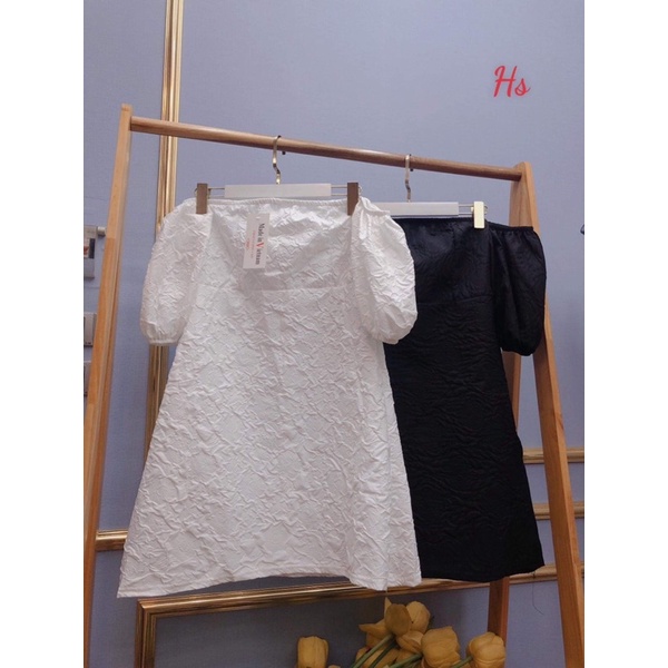 Váy xốp trễ vai tay phồng HSU1