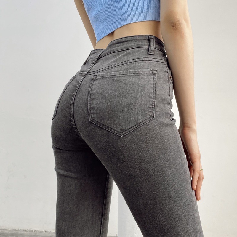 Quần Jeans skinny Classic Denim cạp cao xám J456