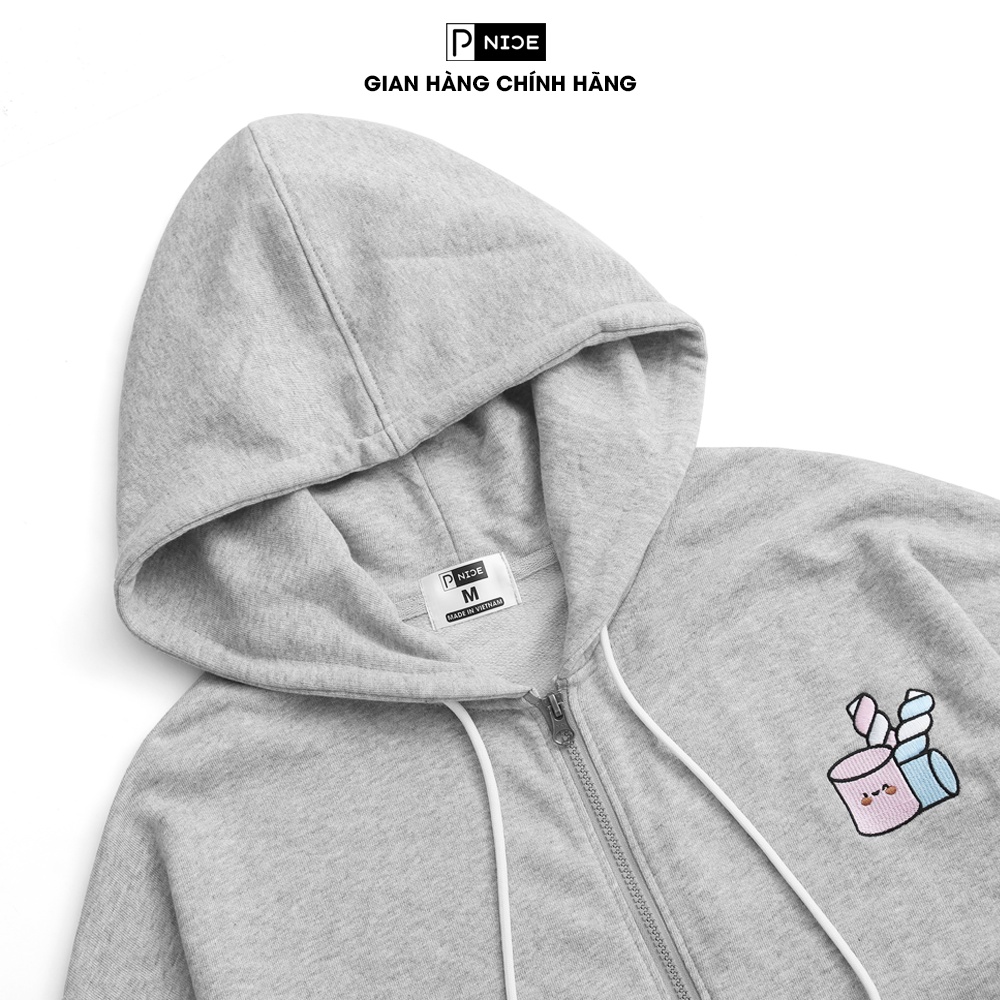 - Áo khoác sweater nam nữ tay dài form rộng màu xám cao cấp PNICE.
