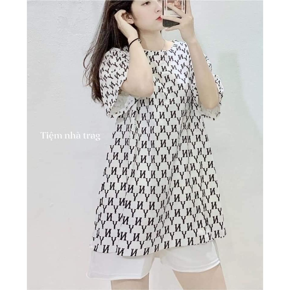 Áo Thun Unisex chữ NY nam/nữ đan fom thụng Áo Phông Thời Trang Logo NY hot hit