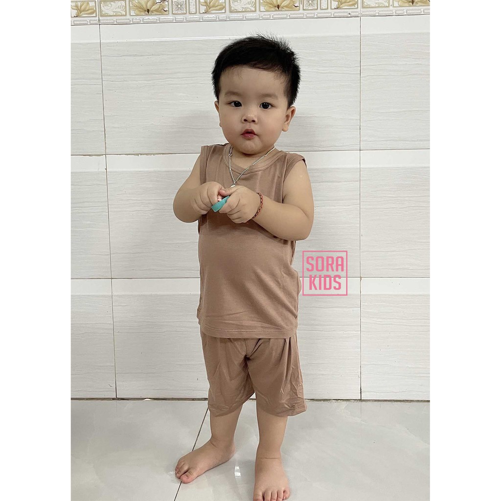 đồ bộ ba lỗ bé trai, bé gái Minky Mom vải thun lạnh, bộ 3 lỗ cho bé mặc nhà mùa hè