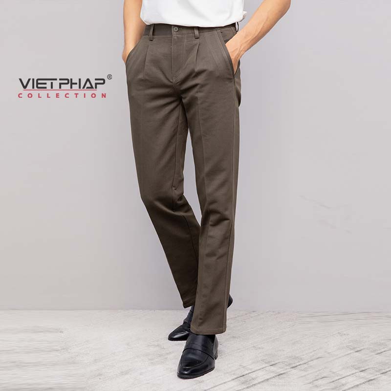 Quần Kaki Nam Trung Niên Có Ly Hoạ Tiết Chìm Cao Cấp 9715 Việt Pháp. Cotton Kaki Thấm Hút Mồ Hôi, Co Giãn &amp; Giữ Form Tốt