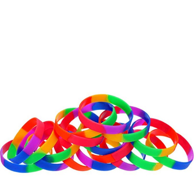 Set 10 Vòng Tay Silicone Màu Cầu Vồng Cho Nam Và Nữ