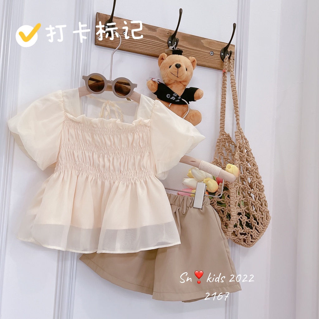 Bộ đồ bé gái thân chun nơ lưng từ 8-28kg