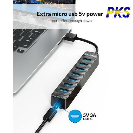 HUB chia 7 cổng USB 3.0 Orico hỗ trợ nguồn phụ - Hàng chính hãng