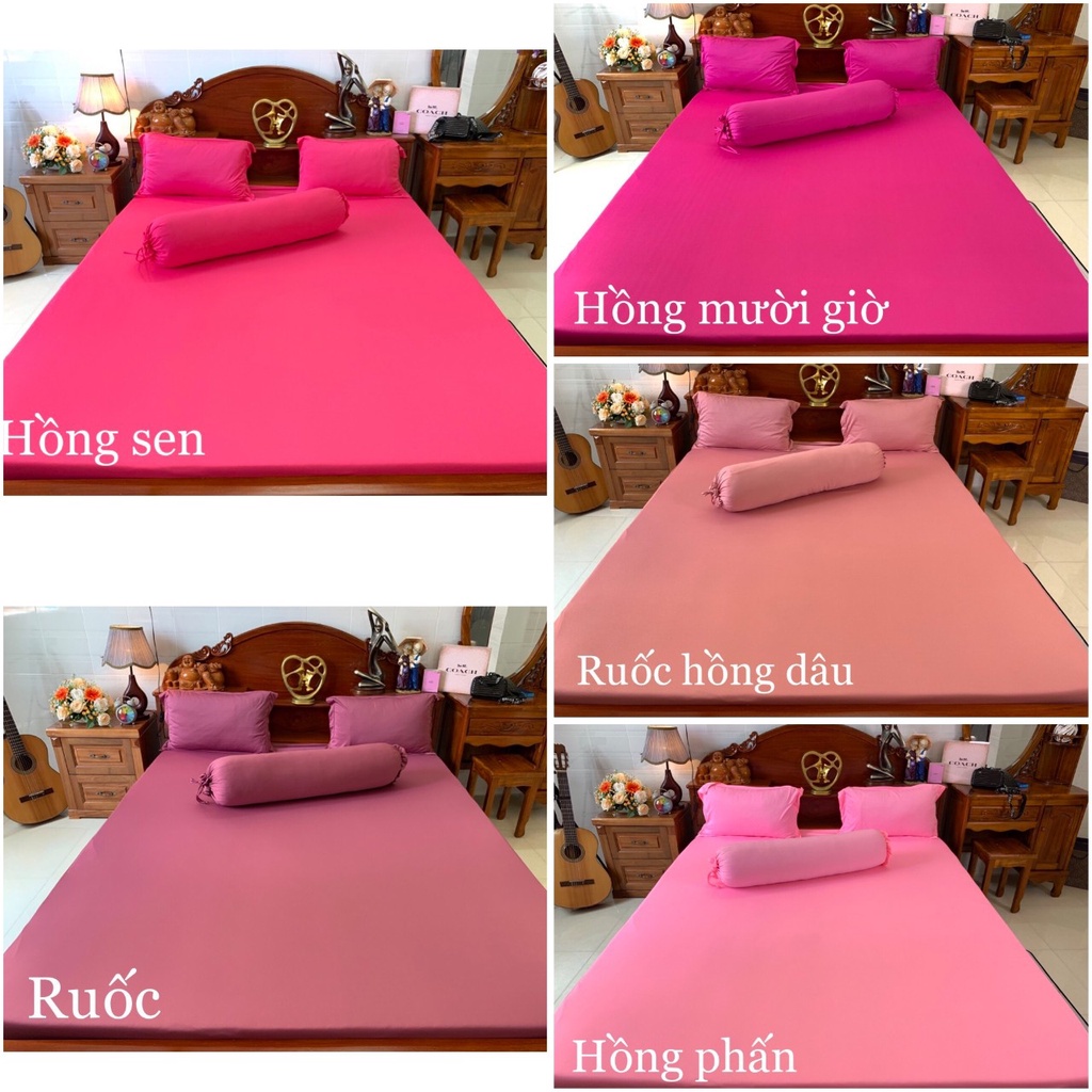 BỘ 4 MÓN DRAP GA THUN LẠNH HÀN  MÁT LẠNH TRƠN TÔNG HỒNG NGỌT- ACHUASHOP