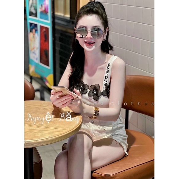 Áo len bông hoa đính đá 2 dáng sát nách và hai dây cực hot nhé