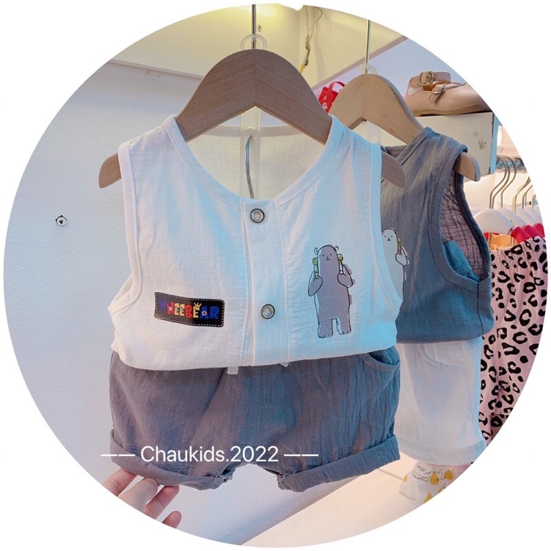 Bộ ba lỗ đũi thoáng mát, thời trang đi chơi, đi học cho bé trai