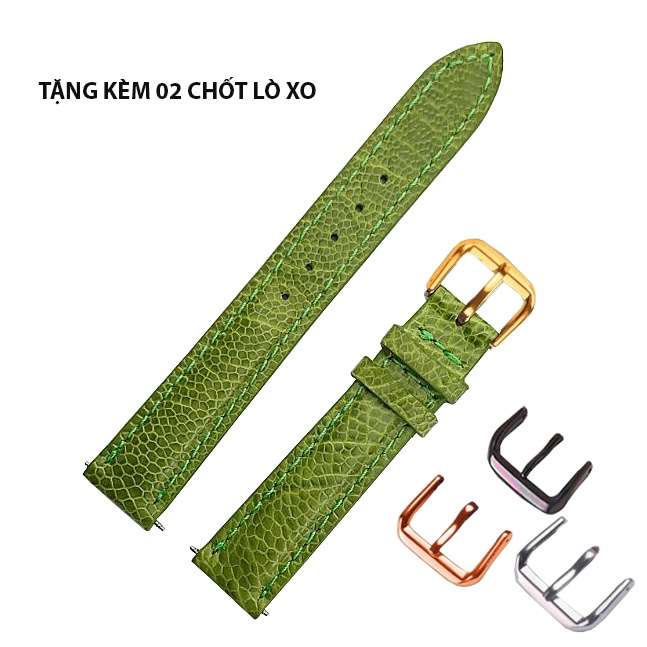 Dây đồng hồ da ĐÀ ĐIỂU THẬT cao cấp khóa cài nhiều Size 12 14 15 16 18 19 20 21 22 24mm