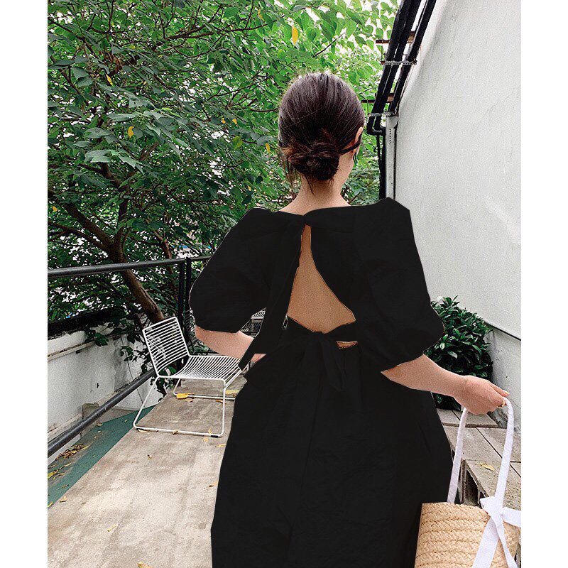 Váy xốp buộc nơ lưng