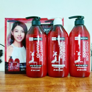 Bộ 2 DẦU GỘI + 1 DẦU XẢ TINH CHẤT SÂM ĐỎ – 3W CLINIC Red Ginseng Shampoo (500ml/Chai) Hàn Quốc