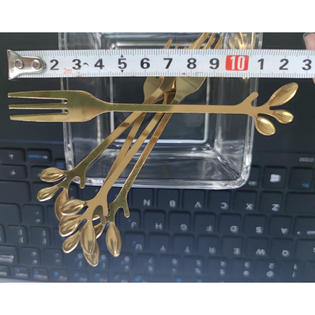 Set nĩa ăn hoa quả, bộ dĩa decor bàn ăn màu vàng đẹp mắt tiện lợi