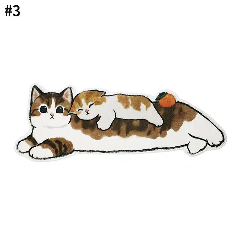 Thảm chùi chân lông cừu chống trơn trượt họa tiết mèo dễ thương kích thước 60x160cm